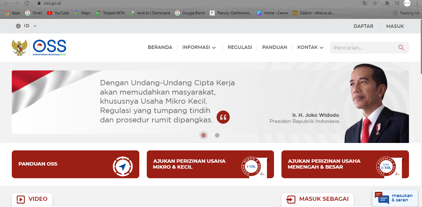 PERUBAHAN OSS 1.1 MENJADI OSS BERBASIS RISIKO (RBA) - Akta.co.id